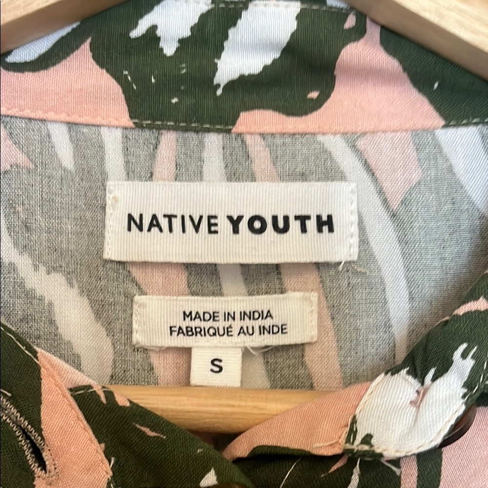 Native Youth Cream Tan Puff Sleeve Button Down Shirt - Picture 2 of 4